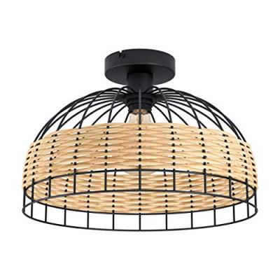 EGLO  Plafonnier Anwick en acier avec tressage en rotin