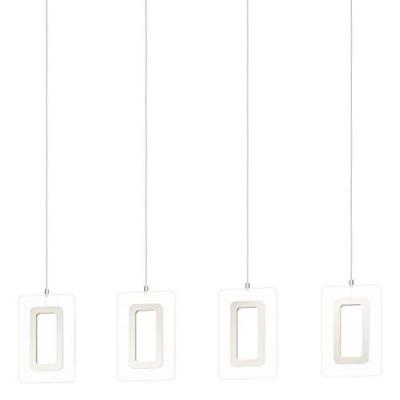 EGLO Enaluri plafonnier suspendu &agrave; 4 lampes &agrave; del, barre droite, nickel satin&eacute;