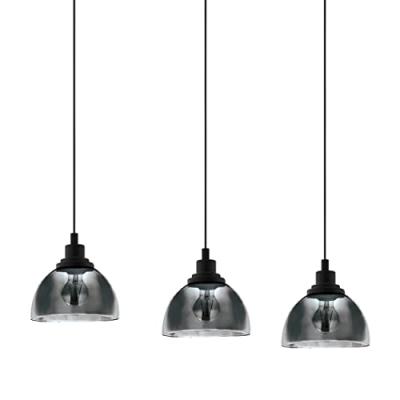 EGLO Beleser plafonnier suspendu &agrave; 3 lampes, barre droite, noir