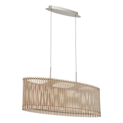 EGLO Suspension SENDERO 2 ampoules nickel satin&eacute; abat jour &eacute;rable
