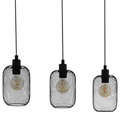 EGLO Wrington Plafonnier Suspendu &Agrave; 3 Lampes, Barre Droite, Noir