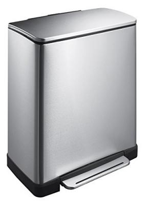 EKO  E-Cube Poubelle &agrave; P&eacute;dale M&eacute;tal Inox 34,5 x 50 x 65 cm 50 litres
