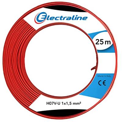 ELECTRALINE  60101018A Couronne de C&acirc;ble H07 V-U 1X1,5 25M, Rouge