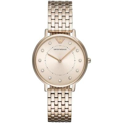 EMPORIO ARMANI Montre  &agrave; deux aiguilles en acier inoxydable, argent&eacute;e, pour femme, AR11062