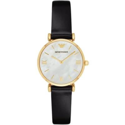 FOSSIL Montre Emporio Armani &agrave; deux aiguilles en acier inoxydable, dor&eacute;e, pour femme, AR1910