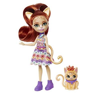 MATTEL Enchantimals Doll City Tails Tarla Orange Cat & Cuddler Multicolore