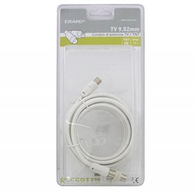 ERARD CONNECT Cordon 5m Tv 9.52mm M&acirc;le/ Femelle + Adpat.m&acirc;le/m&acirc;le
