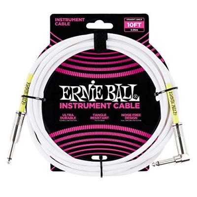 ERNIE BALL  6049 - C&acirc;ble blanc jack-jack coud&eacute; instrument - 3m
