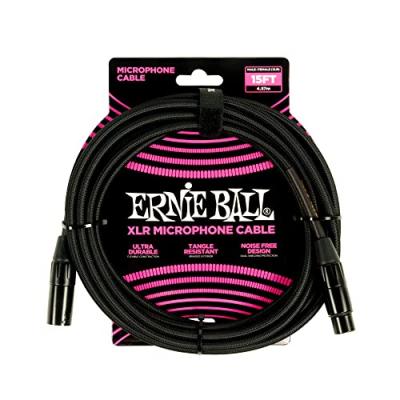 ERNIE BALL  C&acirc;ble microphone tress&eacute; XLR m&acirc;le/femelle 4,6&nbsp;m - noir