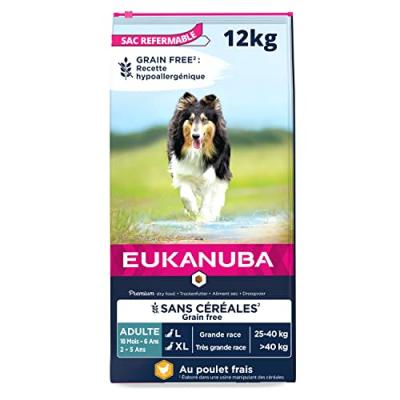 EUKANUBA  Adult Large au poulet sans c&eacute;r&eacute;ales pour chien 2 x 12 kg