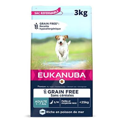 EUKANUBA  Grain Free Adult Small / Medium Breed avec du saumon - 3 kg