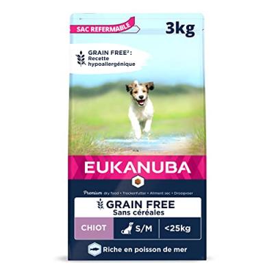 EUKANUBA  Puppy Junior S M Sans C&eacute;r&eacute;ales Au Poisson De Mer Pour Chiot