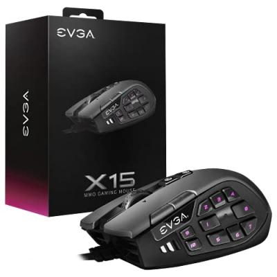 EVGA Souris  X15 MMO 904-W1-15BK-K3 Avec Fil 16000DPI 20 Boutons Noir