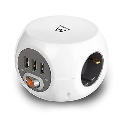 Ewent Ew3939 Power Strip 3 Outlets With Switch 4000w Argent&eacute;