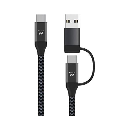EWENT   EW9918 c&acirc;ble USB 1 m USB 3.2 Gen 1 (3.1 Gen 1) USB C Noir