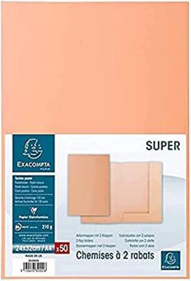 Lot de 50 chemises 2 rabats Super 250 - EXACOMPTA - 24x32 cm - Bulle