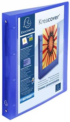 EXACOMPTA  Classeur 4 anneaux A4 Maxi Polypropyl&egrave;ne chromaline 10x10e ""Krea Cover