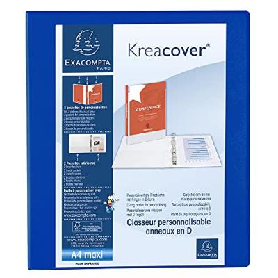 EXACOMPTA  Classeur Perso. Kreacover A4 Maxi 2 Ax Diam 25mm Dos 44mm Bleu Ar-1011
