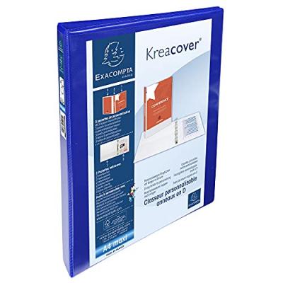 EXACOMPTA Classeur 4 Anneaux A4 Maxi Kreacover Diam&egrave;tre Anneaux 20 Mm - Bleu