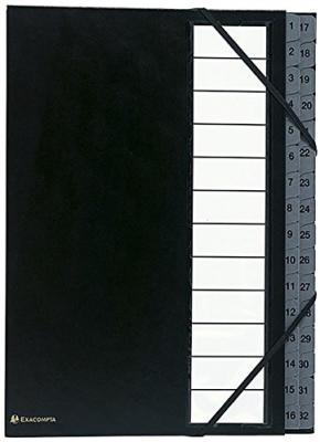 EXACOMPTA  56032e Trieur 32 Compartiments Num&eacute;riques 1 &Agrave; 32 Noir
