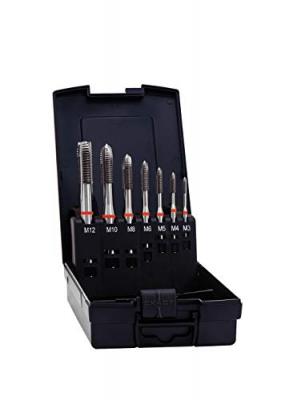 EXACT  42345 Set de tarauds pour machine 7 pi&egrave;ces m&eacute;trique coupe &agrave; droite DIN 371 HSS-E forme B 1 set