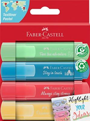Faber Castell Bag 4 Markers Fabercastell Fluoride Pastel Multicolore