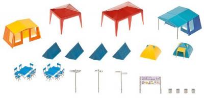 FALLER  - Mod&eacute;lisme accessoires de d&eacute;cor HO - Jeu de tentes de camping