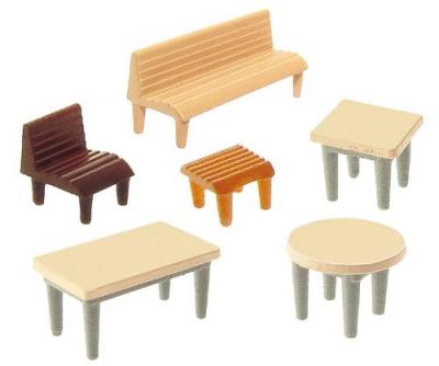 FALLER  7 Tables, 24 Chaises, 12 Bancs-N - B&acirc;timent pour train miniatu