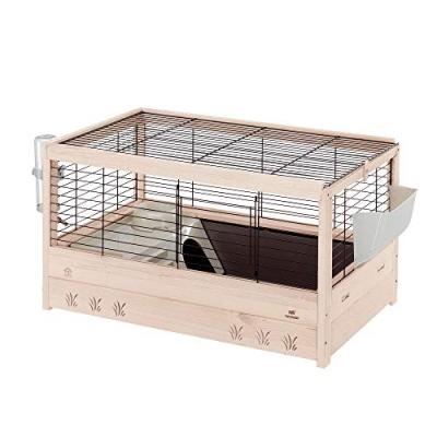 FERPLAST  Cage pour Lapins en bois FSC ARENA 80, Cochons d'inde, Accessoires inclus