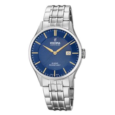FESTINA Montre  Swiss Made F20005/3 Bleu, Bracelet En Acier, Homme