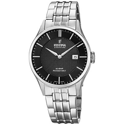 FESTINA Montre  Swiss Made F20005/4 Noir, Bracelet En Acier, Homme