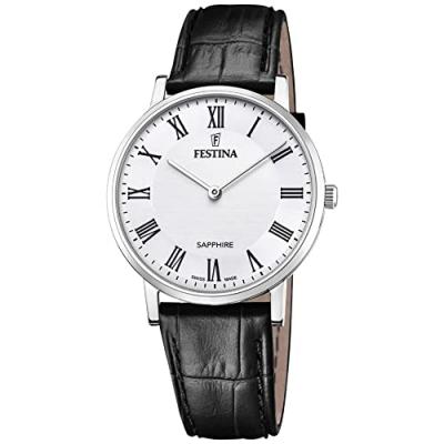 FESTINA Montre  Swiss Made F20012/2 Blanc, Bracelet Cuir, Homme