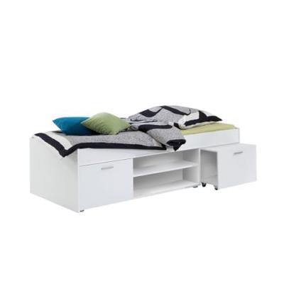  Lit avec rangements ALORA - 90x200cm  - Blanc
