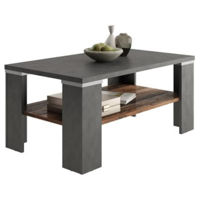 FMD Table basse avec &eacute;tag&egrave;re Gris Matera et style ancien 437006