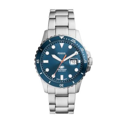 FOSSIL Montre Homme  Blue Dive - FS6050 Bracelet Acier Argent