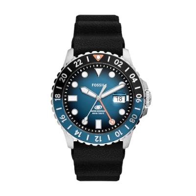 FOSSIL Montre Homme  Blue&nbsp;GMT - FS6049 Bracelet Silicone Noir