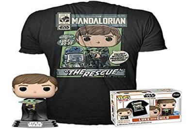 FUNKO Pop! & Tee - The Mandalorian - Luke Avec L'enfant - Taille L