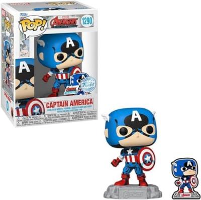FUNKO  Pop Marvel A60 - Comic Captain America Con Pin Multicolore