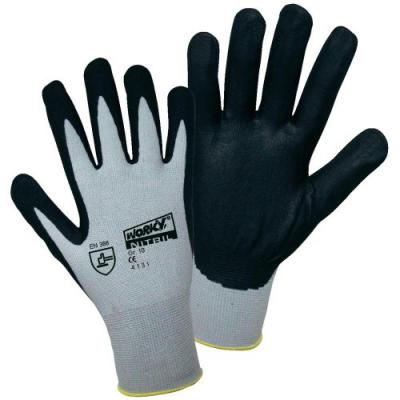  Gants tricot&eacute;s finement MOUSSE 100% polyamide avec rev&ecirc;tement nitrile T.9, Worky 1158
