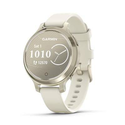 GARMIN Montre connect&eacute; Femme  Lily 2 Active, Lunar Gold, Silicone blanc