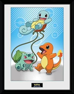 GB EYE Photographie Encadr&eacute; Pokemon Kanto Starter 30 x 40 cm