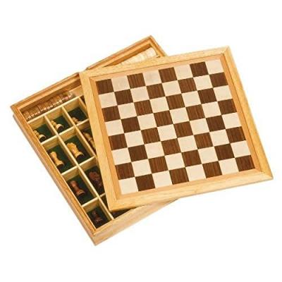GOKI Jeu d'Echecs, Dame et Moulin en bo&icirc;te en bois, Jeu de soci&eacute;t&eacute; 