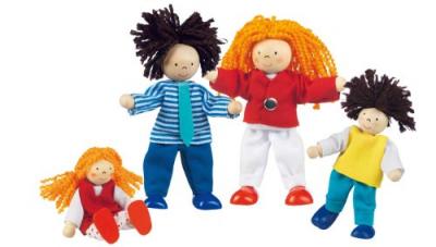 GOKI  Poup&eacute;es Bois cintrage Famille 9-11cm