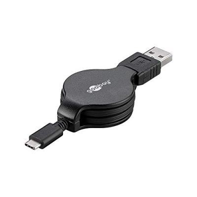GOOBAY C&acirc;ble USB type C avec enrouleur - 1 m