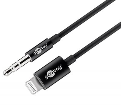 GOOBAY C&acirc;ble de connexion audio apple lightning (3,5 mm) 1 m noir - pour connecter un iphone/ipad &agrave; un appareil audio via une prise jack 3,5 mm 