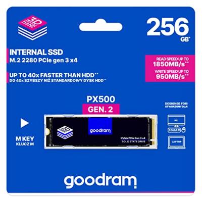 GOODRAM SSD Interne SSDPR-PX500-256-80 256Go M.2 SATA III 1850Mo/s Noir