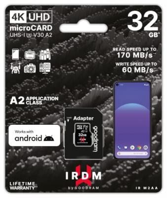 GOODRAM  irdm uhs-i u3 a2 micro sd 32gb c/adap IR-M2AA-0320R12