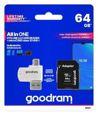 GOODRAM  micro sd clase 10 64gb adapt + lector tarj M1A4-0640R12