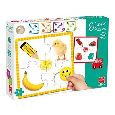 GOULA - 6 Color Puzzles en Bois et Carton pour Apprendre Les Couleurs d&egrave;s 2 Ans, 53475, Multicolore
