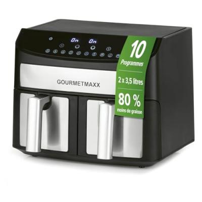 GOURMETMAXX Friteuse &agrave; air chaud double chambre 7 l, 2400 W Gourmet MAXX 